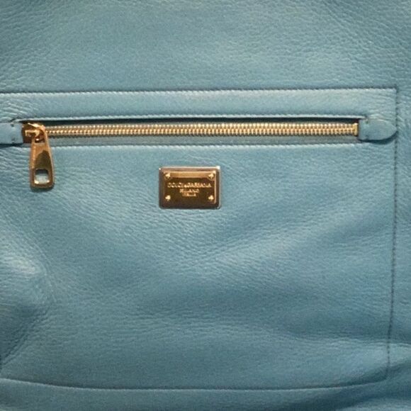 DOLCE & GABBANA BLUE LEATHER SHOULDER SATCHEL TOTE BAG - Picture 16 of 16